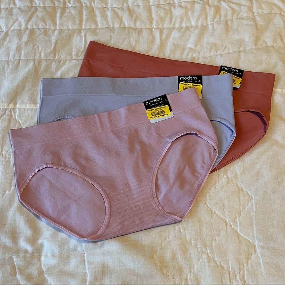 Modern Movement Hipster Panties  - Pink, Blue, Coral (3-Pack)